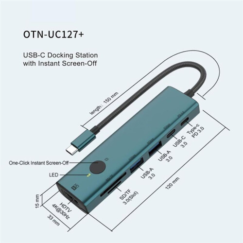 Multiport USB Hub USB3.0 Docking Station 7  4K Portable Adapter with Sleep Screen Function