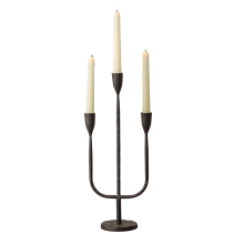 Elegant Three-Arm Black Cast Iron Candelabra Decorative Candle Holder 43 cm — cast iron candlestick, black candelabra