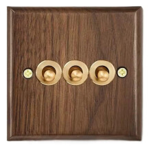 Retro Walnut Wall Toggle Panel 1-4Gang 2Way Solid Wood Double Universal Electrical Power Outlet D