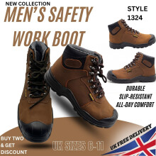 Men's Safety Work Boots Steel Toe Style Composite Industrial Waterproof Toe UK=7