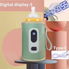 USB-MilchwasserwäRmer Reisekinderwagen Isolierte Tasche Digitalanzeige BabyflaschenwäRmer für Den AußEnbereich WintergrüN