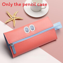 (Pink) Modern Pen Leather Bag With Zipper Design For Daily Students School Middle