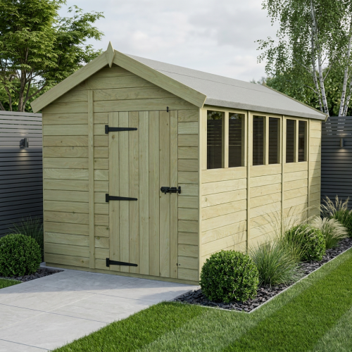 6 x 15 Apex Shed Tanalised (Single Door, With Windows)