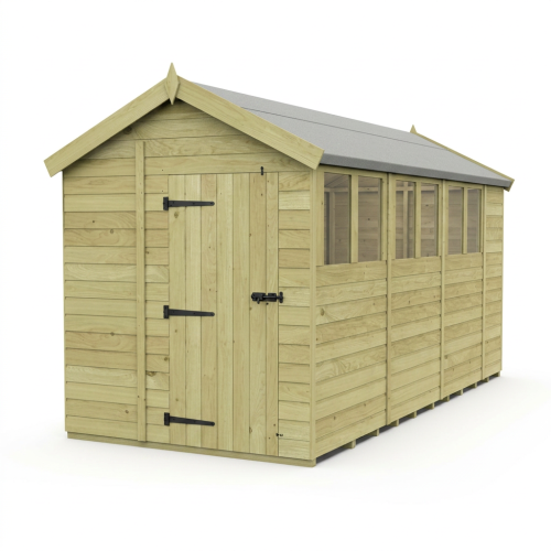 6 x 15 Apex Shed Tanalised (Single Door, With Windows) 1