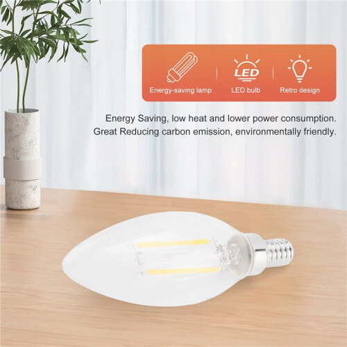 Dimmable E12 2W COB Edison Candle Flame Filament LED Light Bulb Lamp 10*3.5cm 2