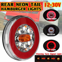 5X Round LED 4 in 1 Truck Tail Light 12-24V Dynamic Tail Turn Signal Reverse Rear Brake Stop Light for Trailer Lorry RV