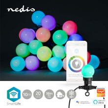 SmartLife Kerstverlichting | Feestelijk licht | Wifi | RGB | 20 LED's | 10 meter | Android/IOS | Boldiameter: 50 mm