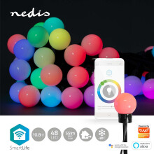 SmartLife Kerstverlichting | Vakantieverlichting | Wifi | RGB | 48 LED's | 10,8 m | Android/IOS | Boldiameter: 30 mm