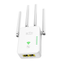 Repetidor de Red de 300 M, Amplificador de Señal WiFi, Extensor de Red Inalámbrica, Cuatro Antenas, Enchufe Europeo.