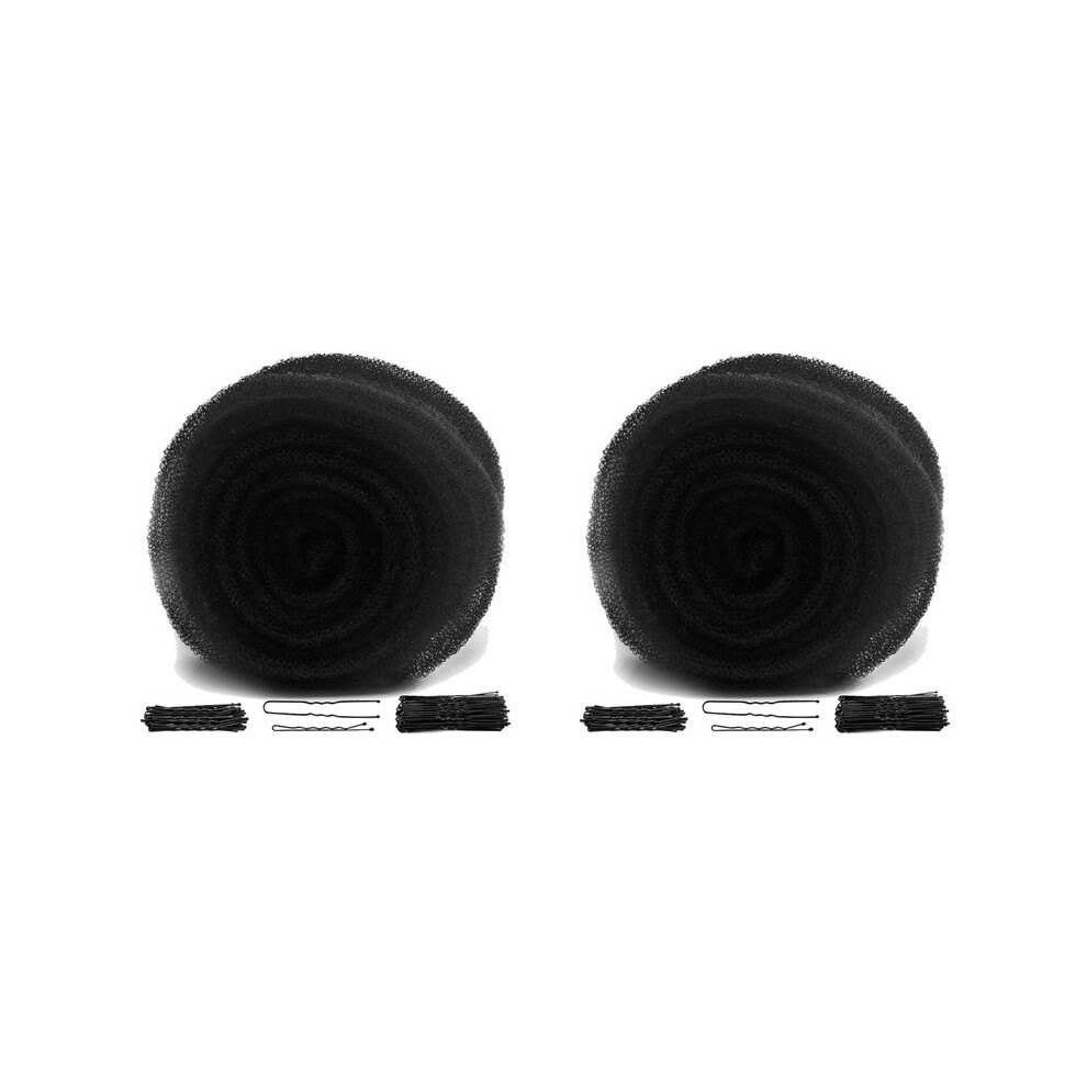 2X Hair Filler and Hairpins for Updo, Hair Sponge for Updo, Hair Padding,Hair Donuts for Updos, Volume Hair Bumps Black