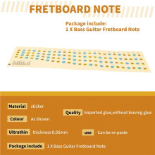 Guitar Fretboard Note Decals Fingerboard Frets Map Sticker for Beginner Learner Practice Fit 4 Strings Bass Guitar(Bass-Multicolor)