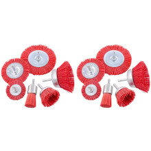 12Pcs Nylon Filament Abrasive Wire Brush Wheel & Cup Brush Set with 1/4 Inch Shank,6 Sizes Nylon Drill Brush Set Perfect