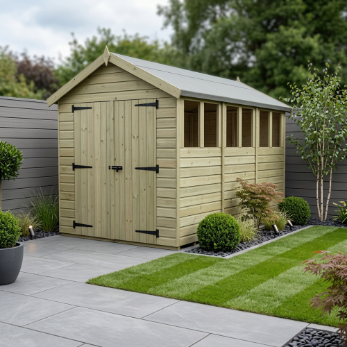 7 x 13 Apex Shed Tanalised (Double Door, With Windows)