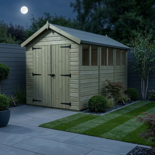 7 x 13 Apex Shed Tanalised (Double Door, With Windows) 2