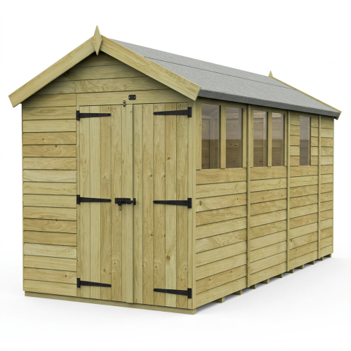 7 x 13 Apex Shed Tanalised (Double Door, With Windows) 1