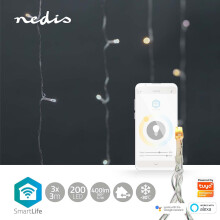 SmartLife Kerstverlichting | Gordijn | Wifi | Warm tot koel wit | 200 LED's | 3 meter | Android/IOS
