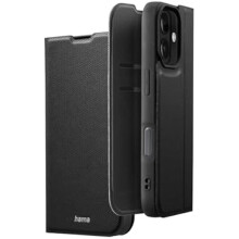 HAMA Daily Protect — Capa flip para iPhone 16 Plus preta, proteção integral, 2 slots para cartões