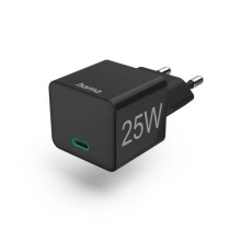 SNELLAADAPPARAAT, USB-C, PD-QUALCOMM, MINI-LADER, 25 W, ZWART HAMA