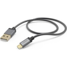 Hama Metall - 1,5 m - USB A - Micro-USB B - USB 2.0 - 480 Mbit/s - Antraciet () - 00201549