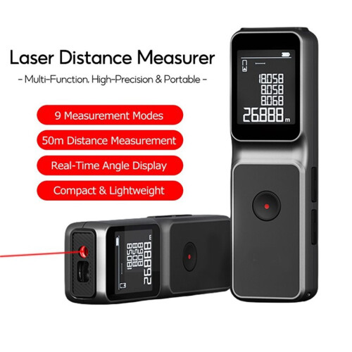 Multi-Functional Laser Rangefinder, 50m Maximum Long Range,  LCD Real- Angle Display 2