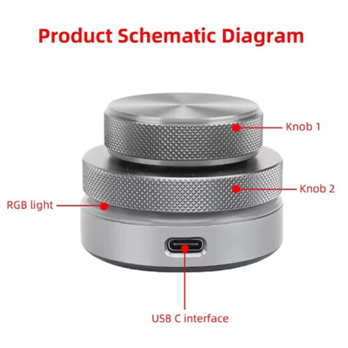 Volume Control Knob 2.4G  USB C Wired Multimedia Controller Knob with RGB Lights for Phone Tablet PC 1