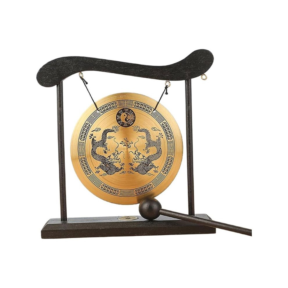 Desktop Gong Instrument, 4.7 Inch Wind Chime Gong With Stand & Beater Feng Shui Home Decor Housewarming Gift 6032839119183