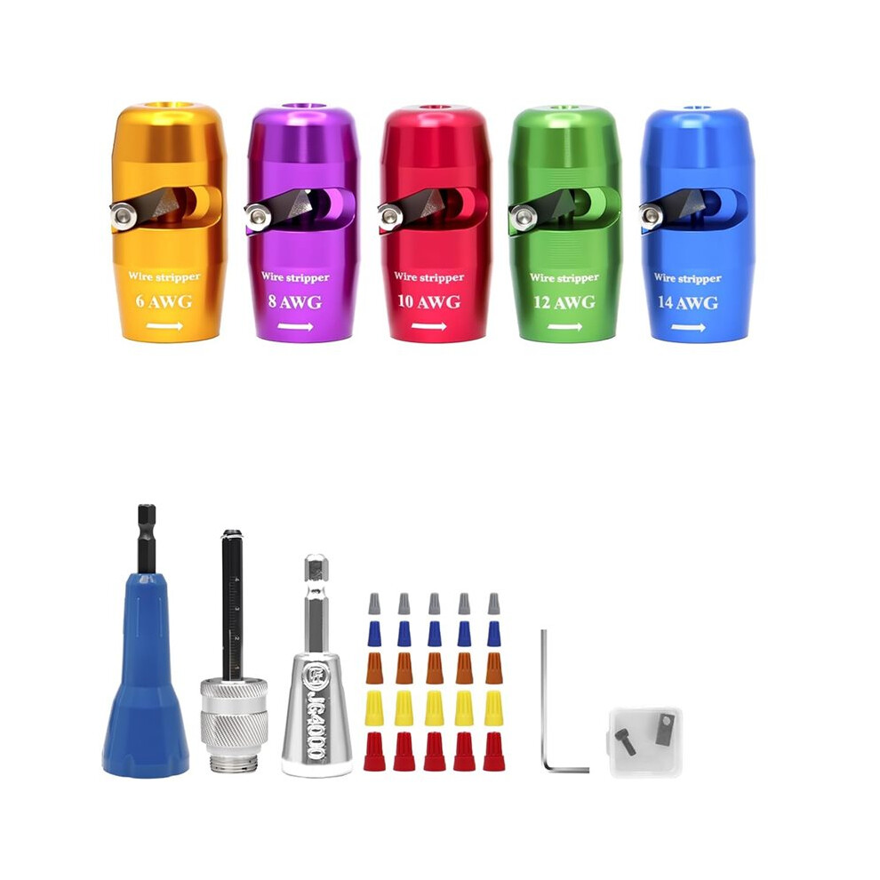 1Set Wire Stripping For Drill, Wire Stripping Tool & Wire Twisting Connector Set, Wire Twister Tool For Drill 6033213202132