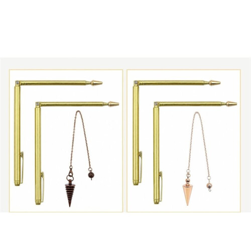 Retractable Dowsing Rod + Cone Pendulum Kit Metal Dowsing Rod for Water Treasure Finding Tools A 2