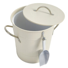 4L Large Ice Bucket Iron Ice Buckets with Scoop Double Walled Insulated Wine Bucket Chiller with Carry Handle White