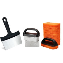 1 Set Griddle Cleaning Kit Flat Top Grill Cleaning Kit with Grill Scraper Griddle Bricks and Brush Easy to Remove Stain