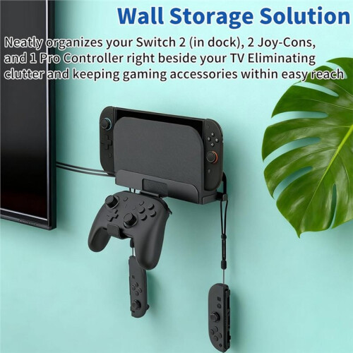 PGTECH Wall-Mount Storage Rack for  2 Console - Wall Bracket with Controller Storage Mount for Safe Storage, Black 1