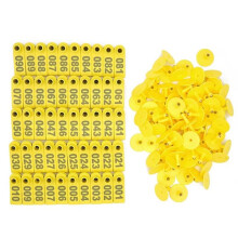 Sheep Ear Tags 001-100, Numbered, No Pliers Needed, for Livestock Yellow