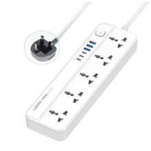 LDNIO Power Strip 6 USB Fast Charger and Type C 2M Thickened Power Cord High Capacity Surge Protected Multi Tap Socket UK Plug