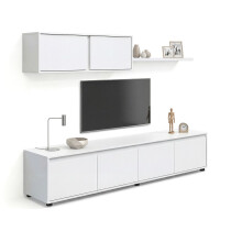 Salón con mueble de TV y estantería en blanco artik 200 cm Arlet