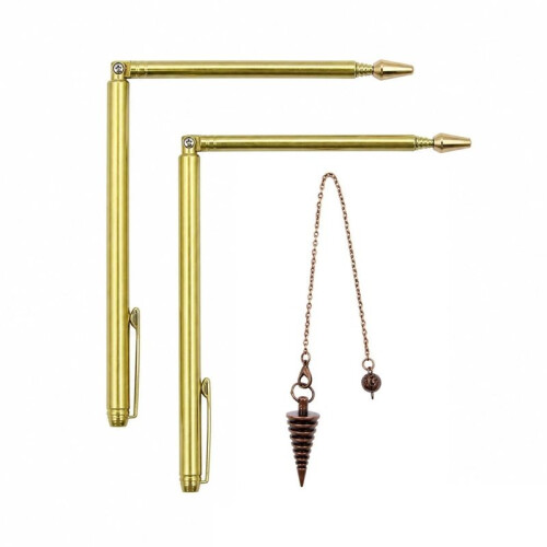 Retractable Dowsing Rod + Cone Pendulum Kit Metal Dowsing Rod for Water Treasure Finding Tools A 1