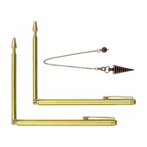 Retractable Dowsing Rod + Cone Pendulum Kit Metal Dowsing Rod for Water Treasure Finding Tools A 2