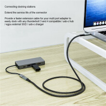 4X Cable USB4 8K 0.8M para 4 Compatible USB 4 Tipo-C Extensión Macho una Hembra Ultra HD 8K @ 60Hz 100W 40Gbps Datos
