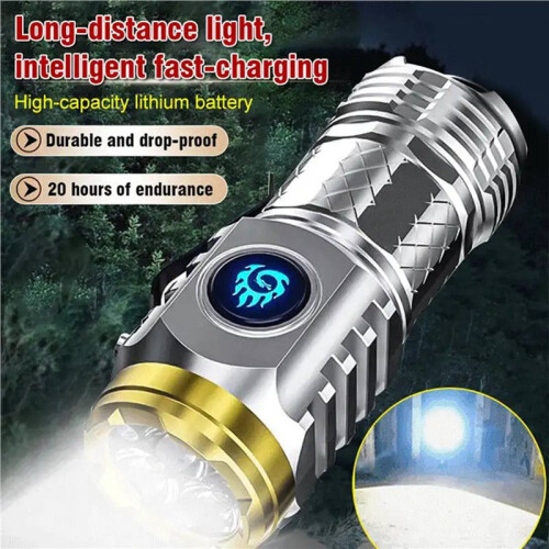 2X Flashlight Tactical  Rechargeable Laser Extremely Bright Outdoor Accessories Portable Lighting Silver 2