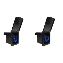 2X Toma de Corriente para Autocaravana, 3 Pines, 32 A, Empotrada, Impermeable, Color Negro