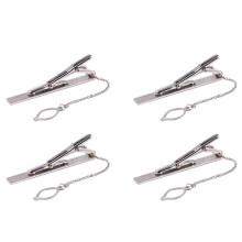 4X Mens Plain Silver Chrome Alloy 6CM Standard Tie Clip Clasp Bars Pins