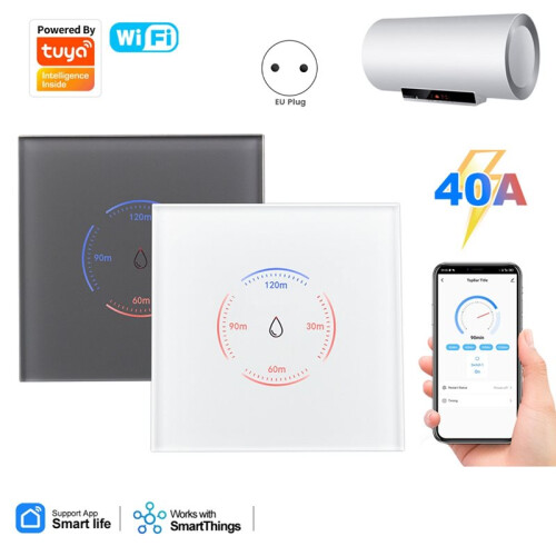2pc Tuya WiFi  EU Boiler  40A EU Standard  Water Heater Touch  with Countdown Function 2