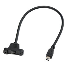 USB USB 2.0 Male Connector to USB 2.0 Female Extension Cable Pitch 27.5mm with Screws Panel Mount Hole 0.5m