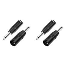 4pcs 6.35mm Mono Male to XLR 3 Pin Male Audio Plug Converter Adapter Connector for Headphone Microphone Amplifier