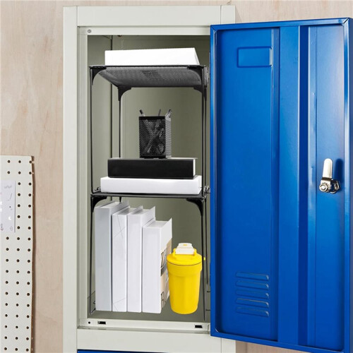 2X Locker Organizer Shelf Stackable Extra Locker Shelf for School Locker Organizer Storage Cabinet Suitable Black 2