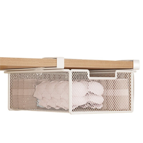 Desktop Drawer-Style Storage Box, Hanging Pull-Out Organizer, Rectangular Iron Storage Box Under the Desk.