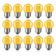 15PCS Vintage G40 Light Bulbs 220V E27 Screws Base Sockets LED Globe Bulbs 2000K Warm Yellow LED Filament Bulbs