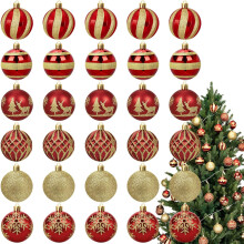 Weihnachtsbaumkugeln Set 30 Weihnachtsdeko Unzerbrechlich Rot Gold 6 cm — weihnachtsbaumschmuck, bruchsichere kugeln