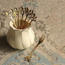 20 Pcs Stainless Steel Leaf Cake Fruit Forks Set Tasting Dessert Forks Kitchen Accessory Wedding Party Golden