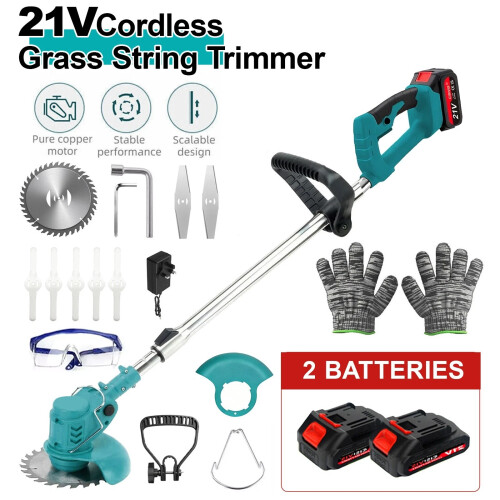 21V Cordless Grass Strimmer 2 Batteries