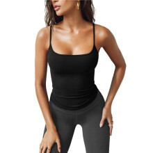 Damen-Tanktops, Schmale Passform, Spaghettiträger, Süßes Sommer-Tanktop mit Quadratischem Ausschnitt, Workout-Camisole-Oberteile Schwarz L